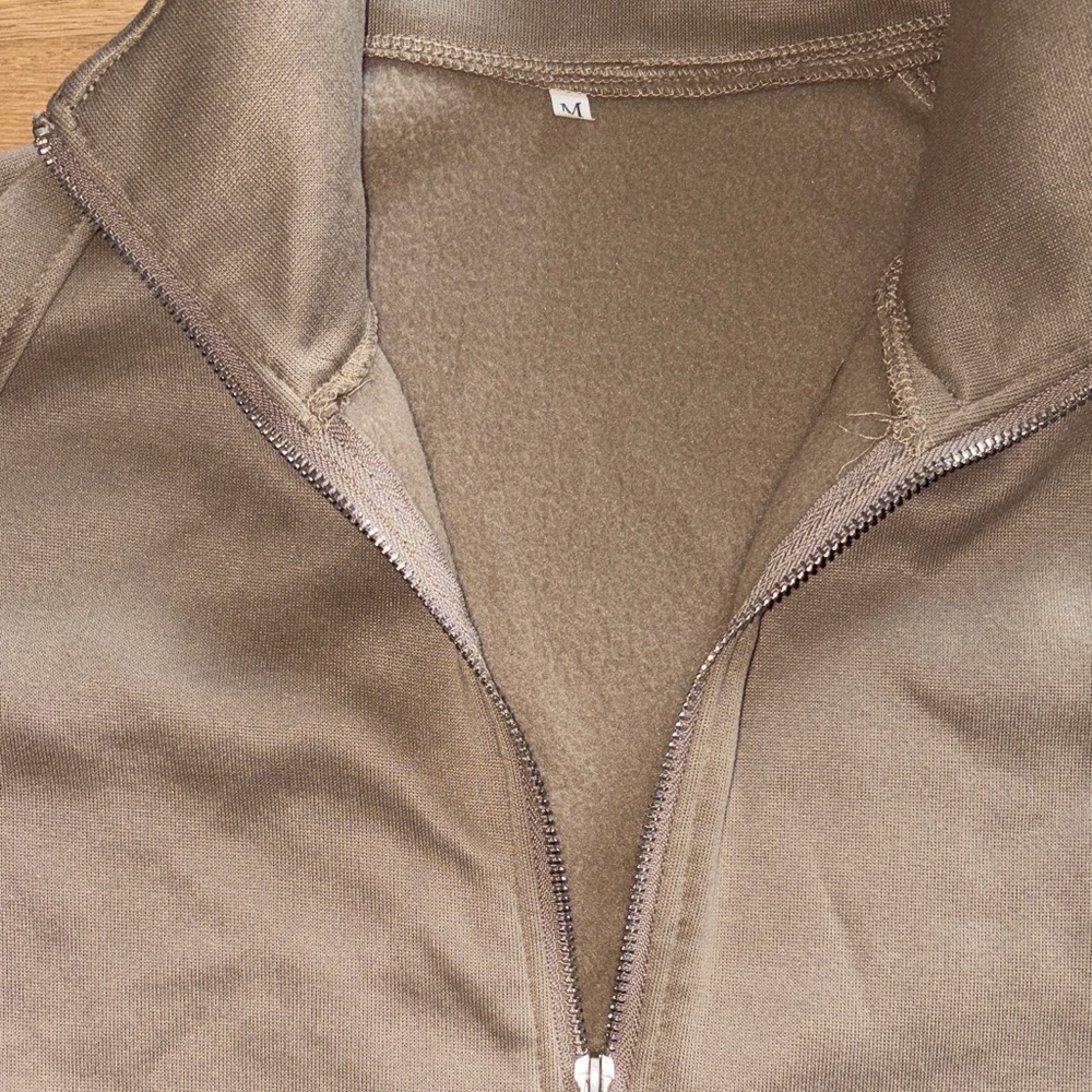 Women’s Tan Half-Zip athletic Sweater - Picture 2 of 2